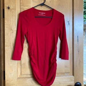 Red long sleeve maternity shirt